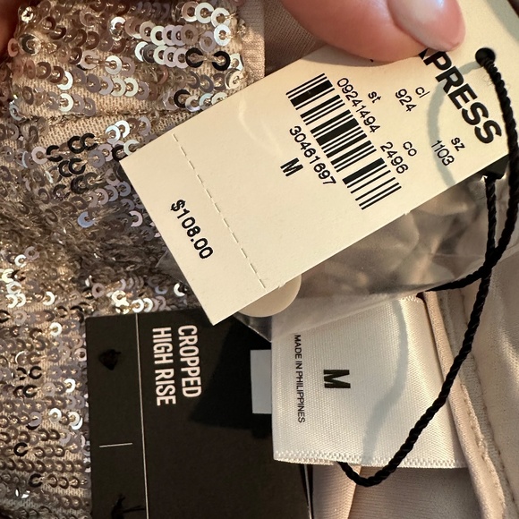 High Waisted Sequin Pleated Cropped Trouser - Picture 8 of 8